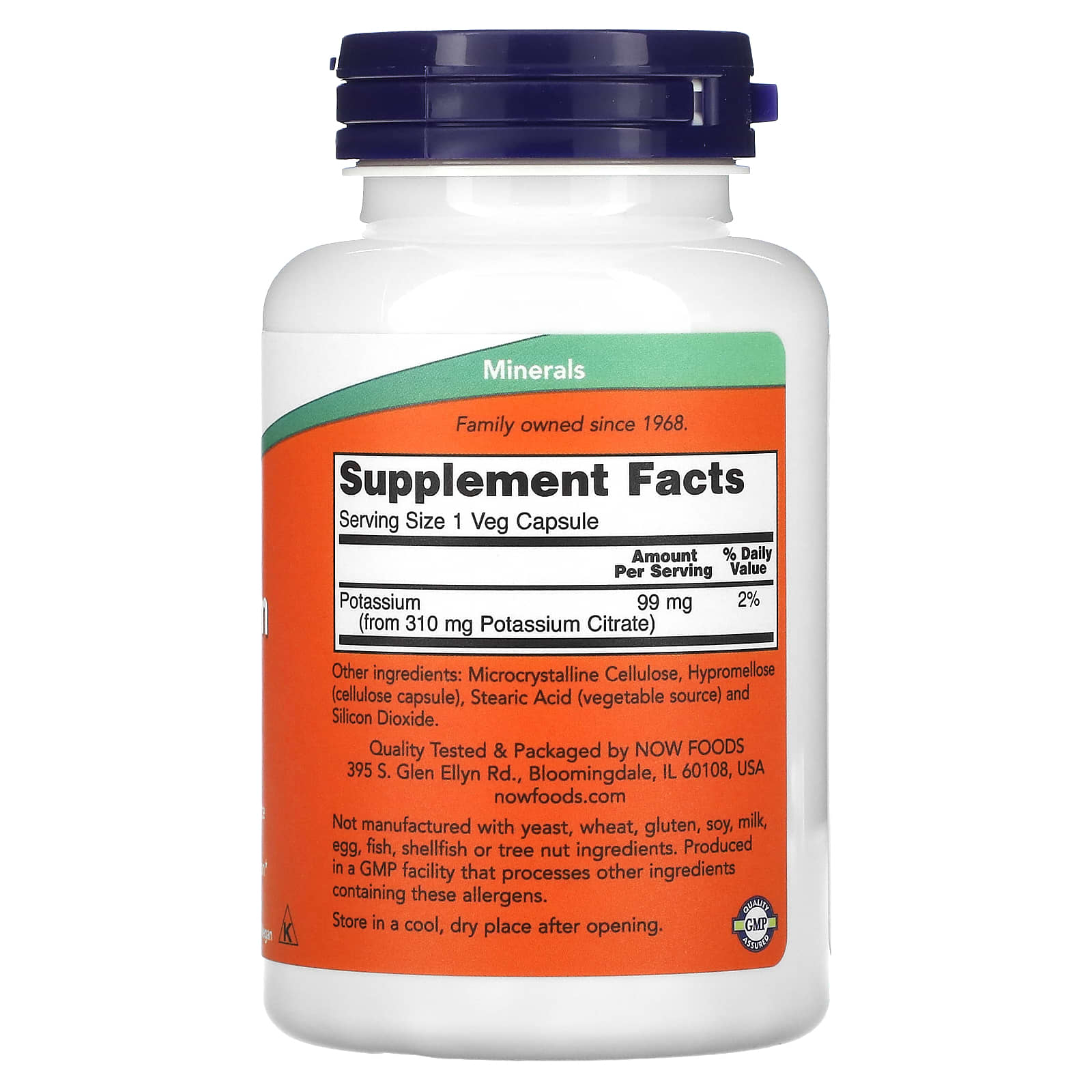 NOW Foods, Citrato de Potássio, 99 mg, 180 Cápsulas Vegetais - Imagem 2