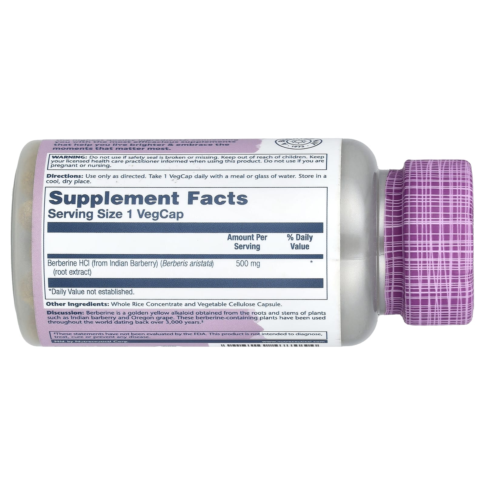 Solaray, Berberina, Extratos Vitais, 500 mg, 60 VegCaps - Imagem 2