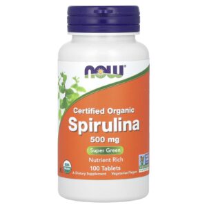 NOW Foods, Espirulina Orgânica Certificada, 500 mg, 100 Comprimidos