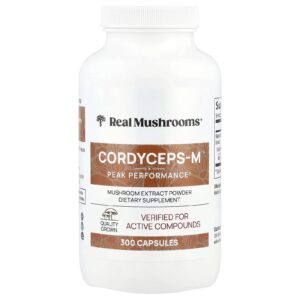 Real Mushrooms, Cordyceps-M, Extrato de Cogumelos em Pó, 300 Cápsulas