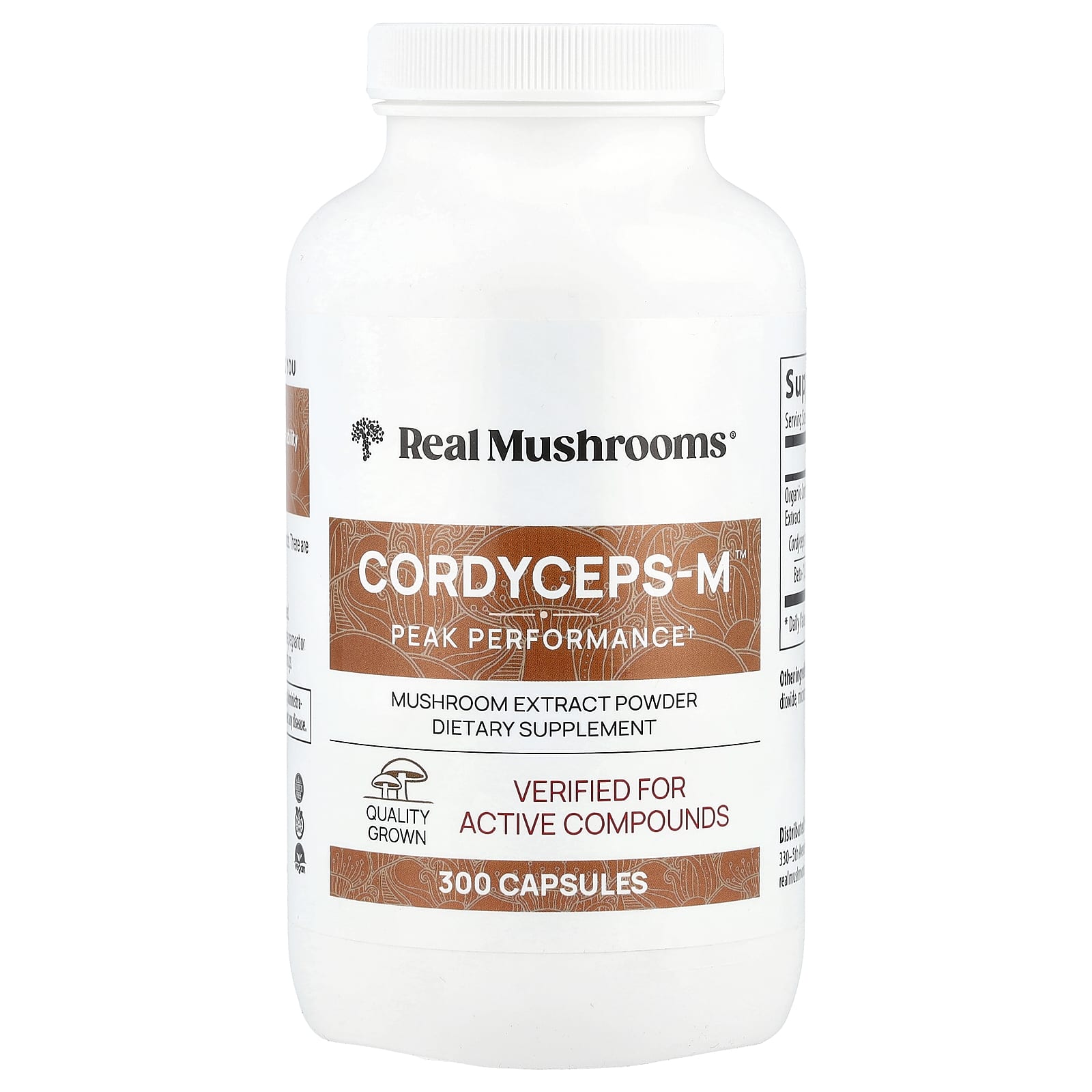 Real Mushrooms, Cordyceps-M, Extrato de Cogumelos em Pó, 300 Cápsulas