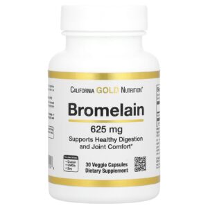 California Gold Nutrition, Bromelina, 625 mg, 30 Cápsulas Vegetais