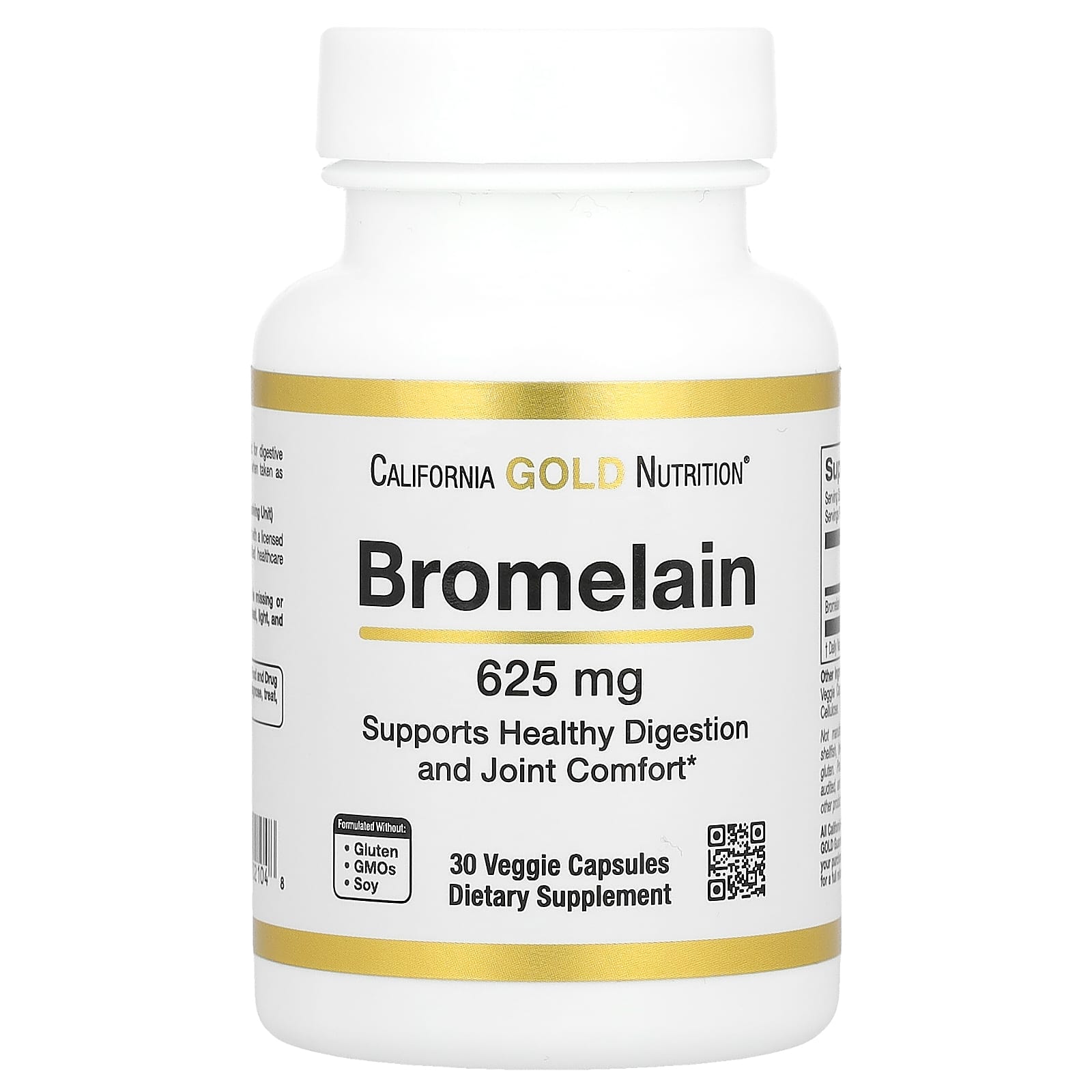 California Gold Nutrition, Bromelina, 625 mg, 30 Cápsulas Vegetais