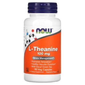 NOW Foods, L-Theanine, 90 Cápsulas Vegetais