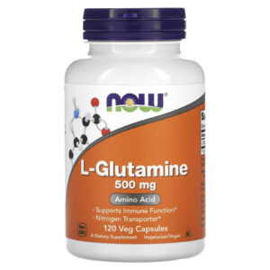 NOW Foods, L-glutamina, 500 mg, 120 Cápsulas Vegetais