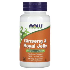 NOW Foods, Ginseng e Geleia Real, 90 Cápsulas Vegetais
