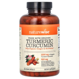 NatureWise, Curcumina de Cúrcuma Orgânica, 180 Cápsulas Veganas