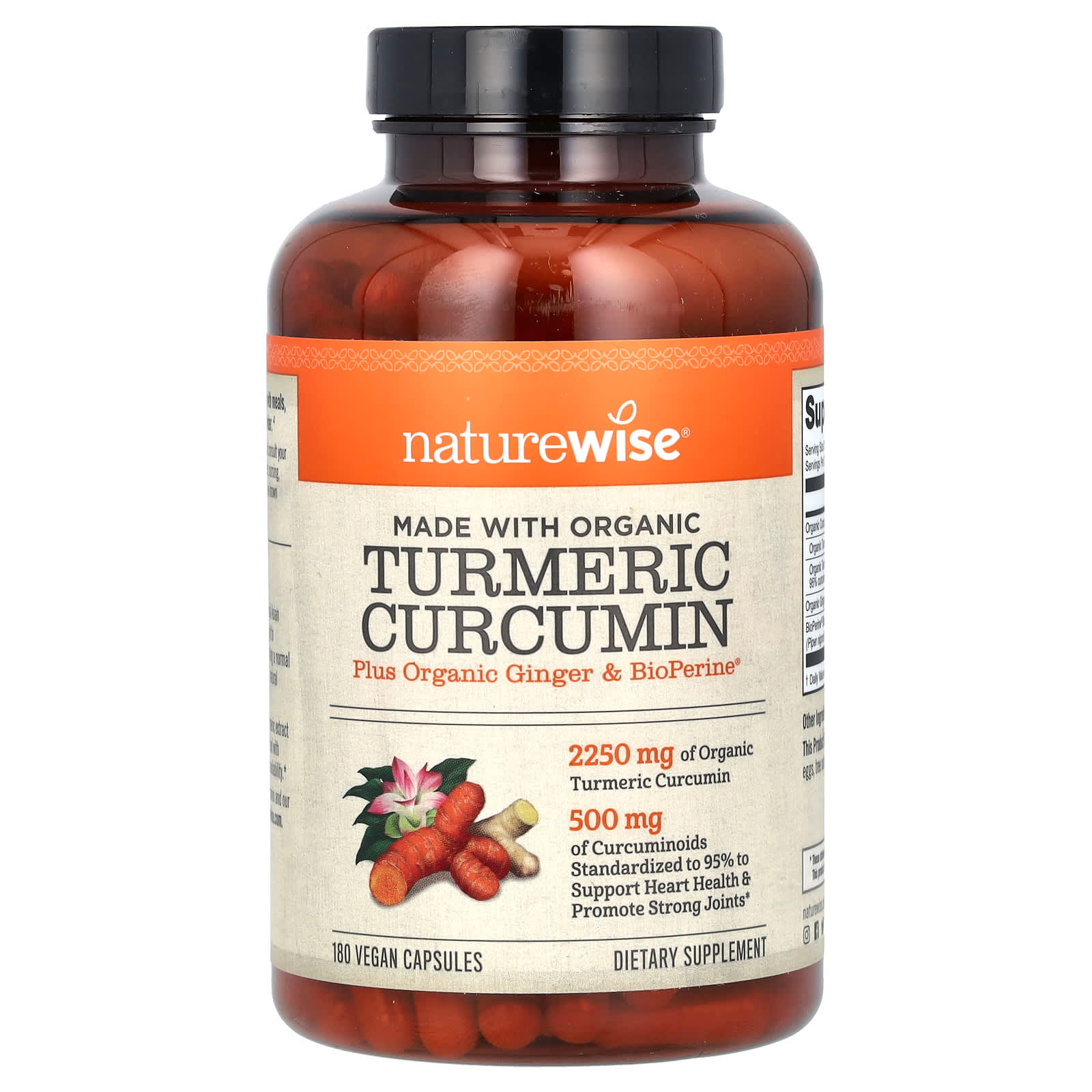 NatureWise, Curcumina de Cúrcuma Orgânica, 180 Cápsulas Veganas