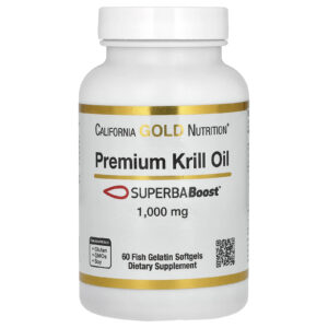 California Gold Nutrition, Óleo de Krill Premium com SUPERBABoost, 1.000 mg, 60 Cápsulas Softgel de Gelatina de Peixe
