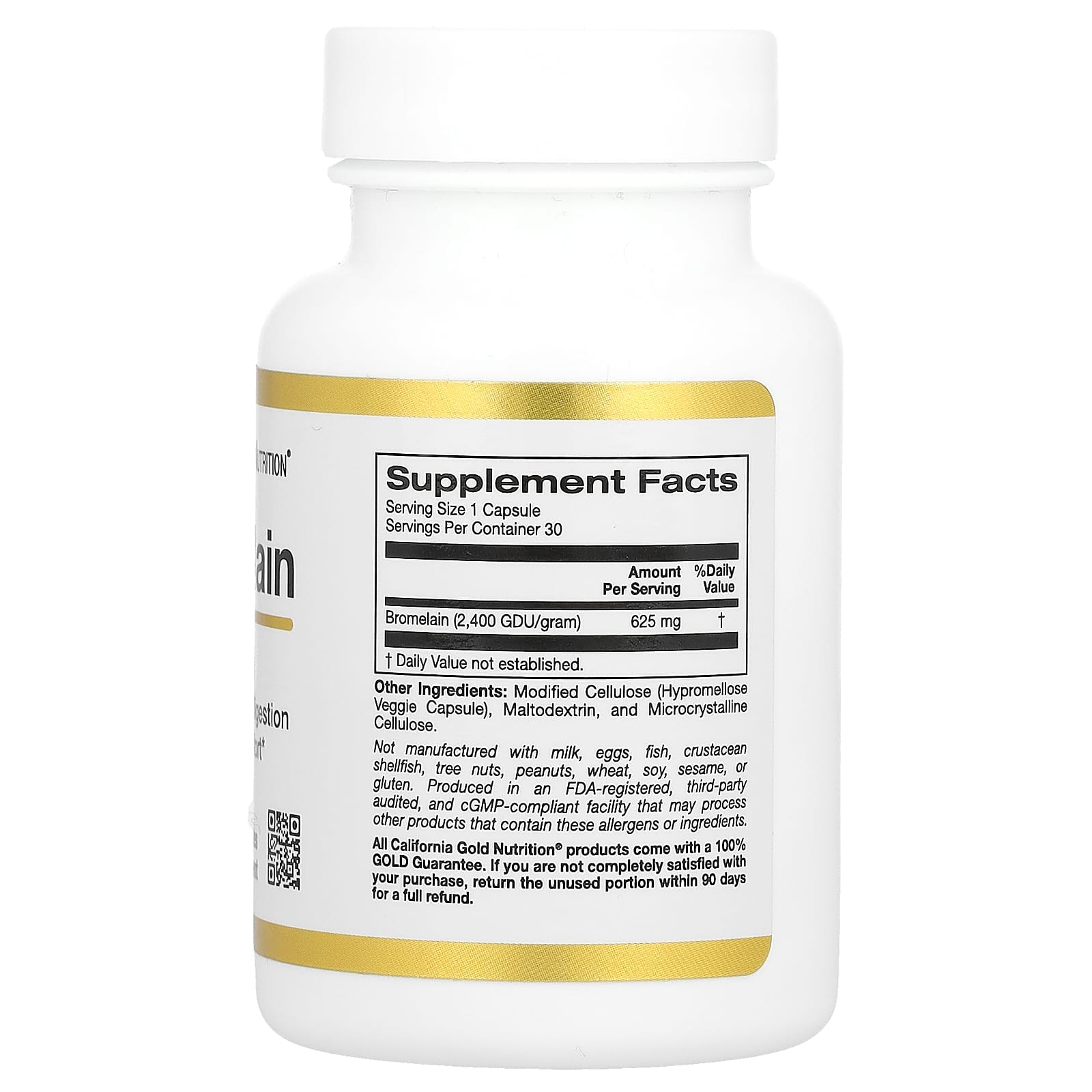 California Gold Nutrition, Bromelina, 625 mg, 30 Cápsulas Vegetais - Imagem 2