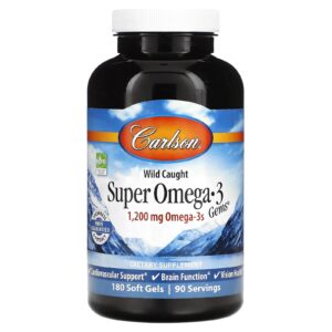 Carlson, Super Omega-3 Gems de Origem Selvagem, 180 Cápsulas Softgel