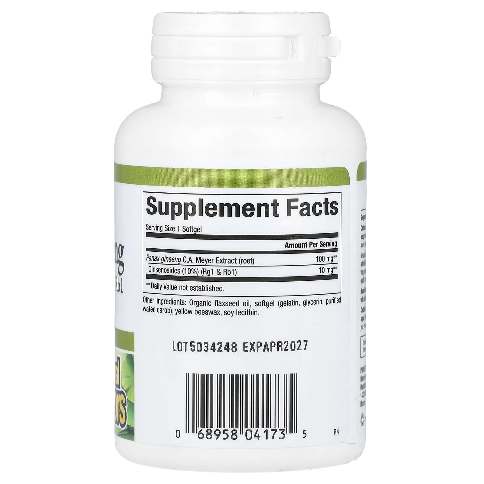 Natural Factors, HerbalFactors, Panax ginseng, 100 mg, 60 Cápsulas Softgel - Imagem 2