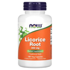 NOW Foods, Raiz de Alcaçuz, 450 mg, 100 Cápsulas Vegetais