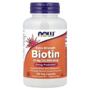 NOW Foods, Biotina, 10 mg, 120 Cápsulas Vegetais