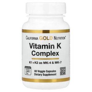 California Gold Nutrition, Vitaminas do Complexo K, 60 Cápsulas Vegetais