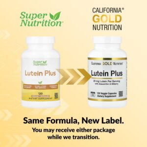 California Gold Nutrition, Luteína Plus com Mirtilo Europeu em Pó e Zeaxantina, 120 Cápsulas Vegetais