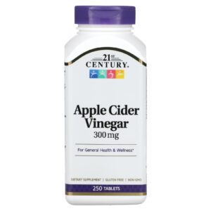 21st Century, Vinagre de Maçã, 300 mg, 250 Comprimidos