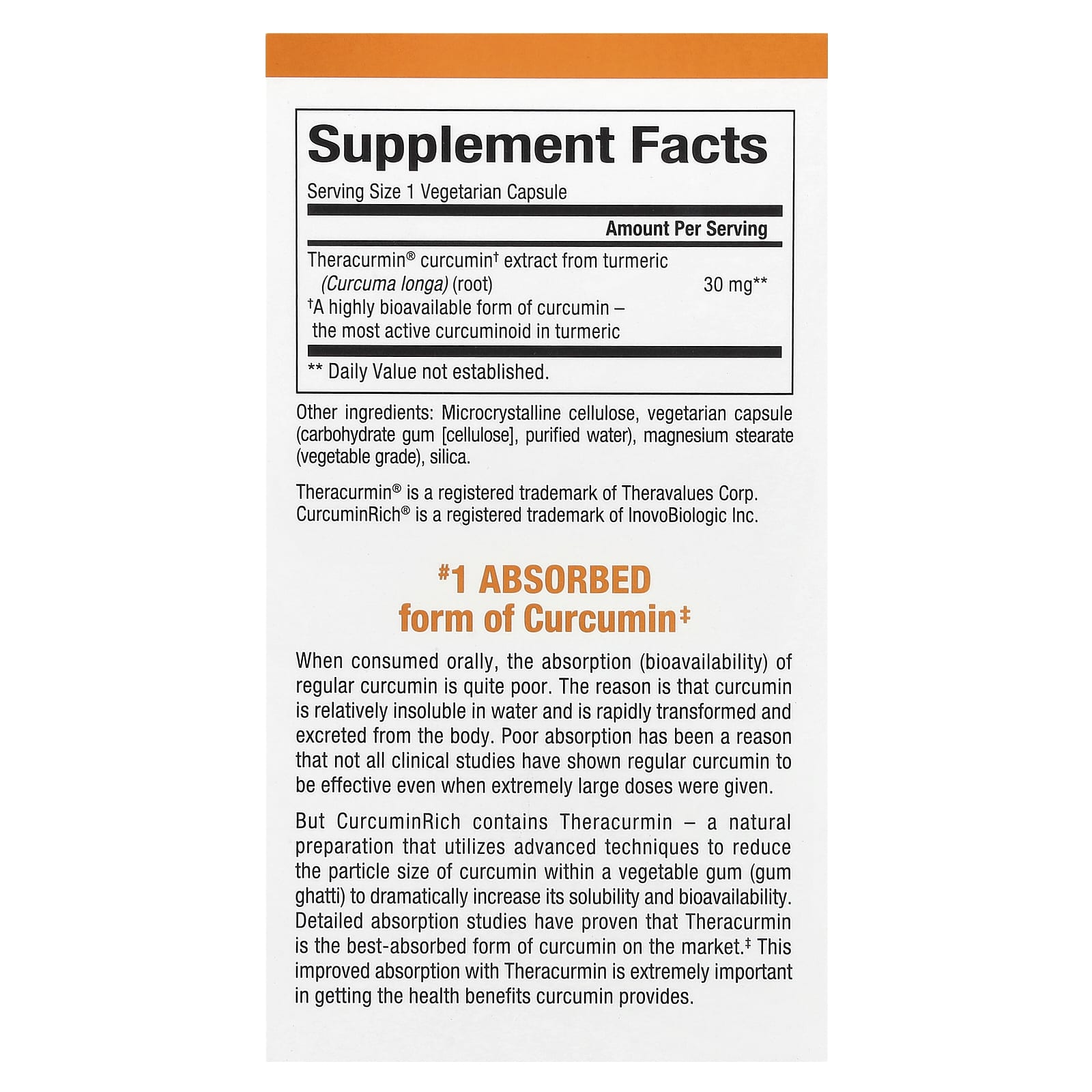 Natural Factors, CurcuminRich, Theracurmin, 30 mg, 120 Cápsulas Vegetarianas - Imagem 2