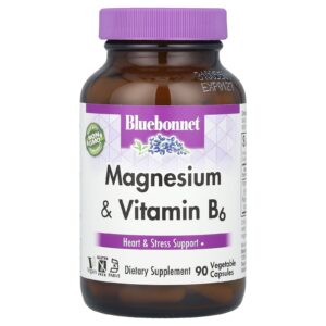 Bluebonnet Nutrition, Magnésio e Vitamina B6, 90 Cápsulas Vegetais