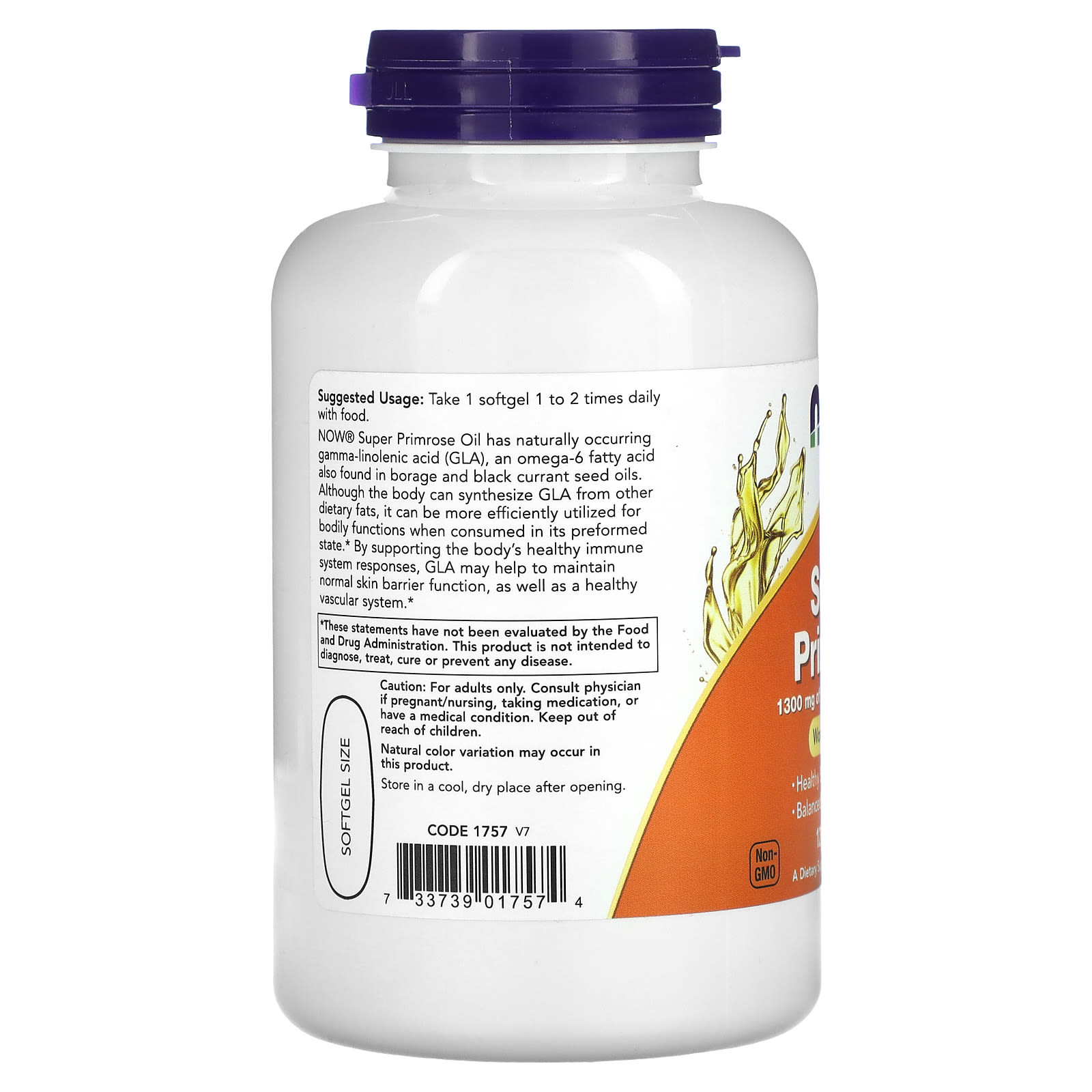 NOW Foods, Super Prímula, Óleo de Prímula, 1.300 mg, 120 Cápsulas Softgel - Imagem 3
