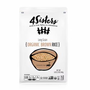 Arroz integral orgânico de grãos longos não transgênico 4Sisters - 2 lbs