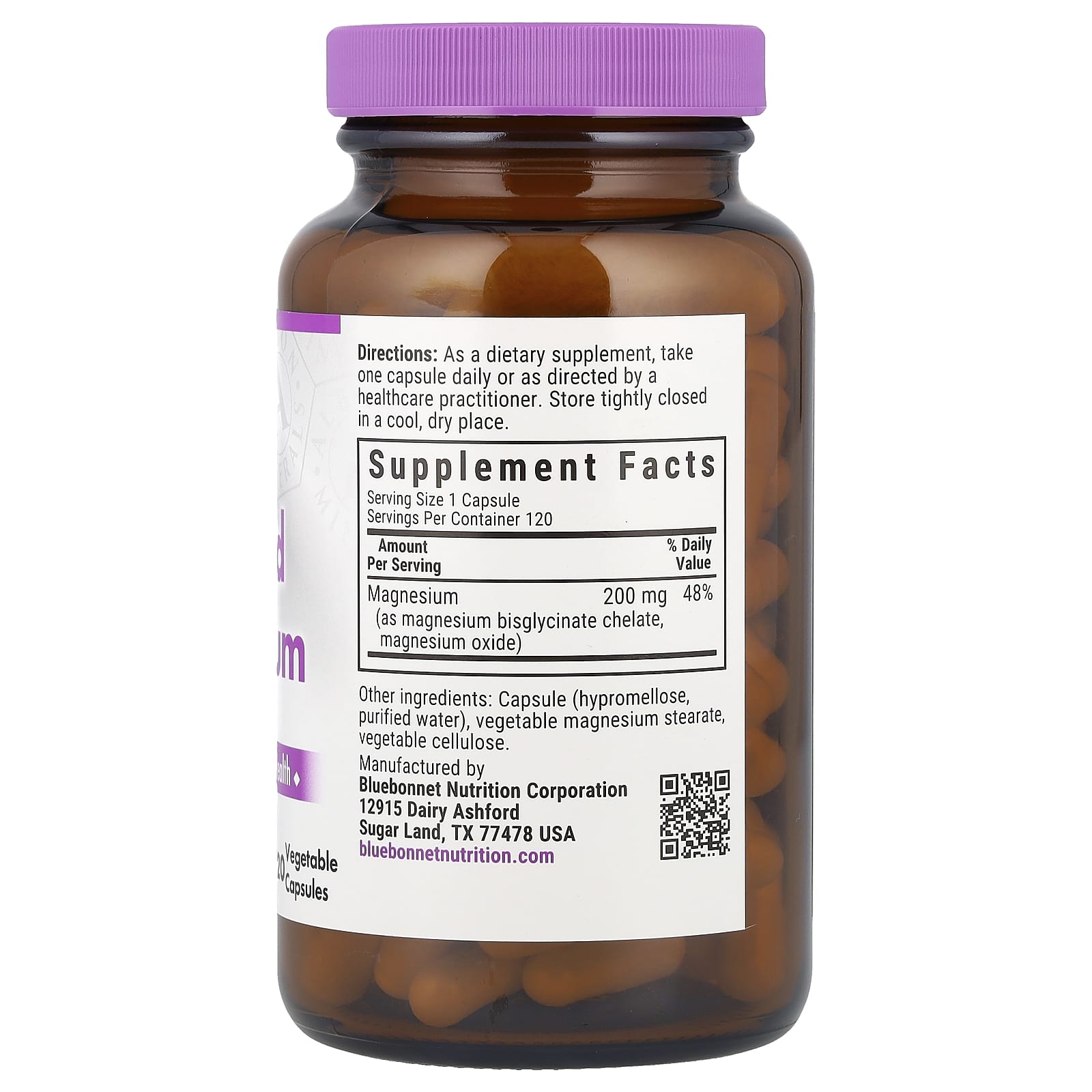 Bluebonnet Nutrition, Magnésio Quelado Tamponado, 120 Cápsulas Vegetais - Imagem 2