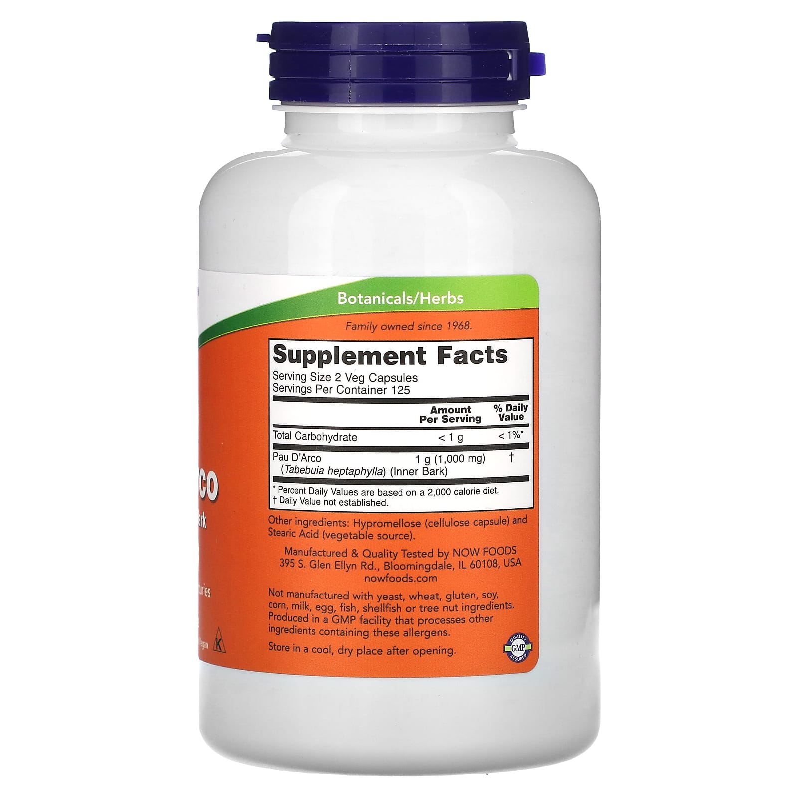 NOW Foods, Pau D 'Arco, 500 mg, 250 Cápsulas Vegetais - Imagem 2