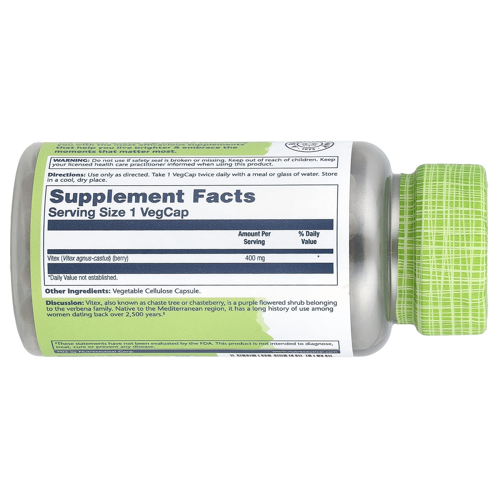 Solaray, True Herbs, Vitex, 400 mg, 100 Cápsulas VegCaps - Imagem 2
