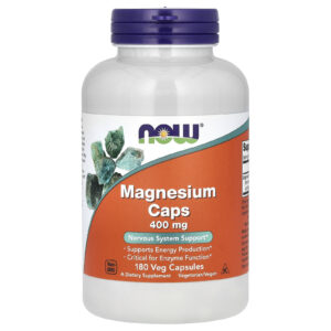 NOW Foods, Cápsulas de Magnésio, 400 mg, 180 Cápsulas Vegetais