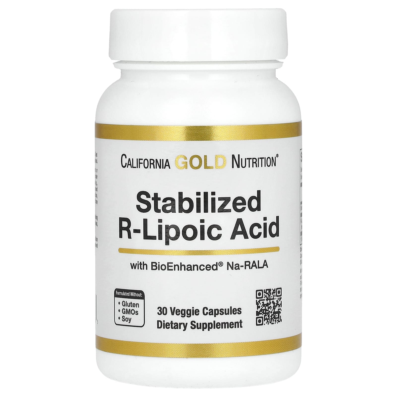 California Gold Nutrition, R-Ácido Tióctico Estabilizado com Biotina, 30 Cápsulas Vegetais