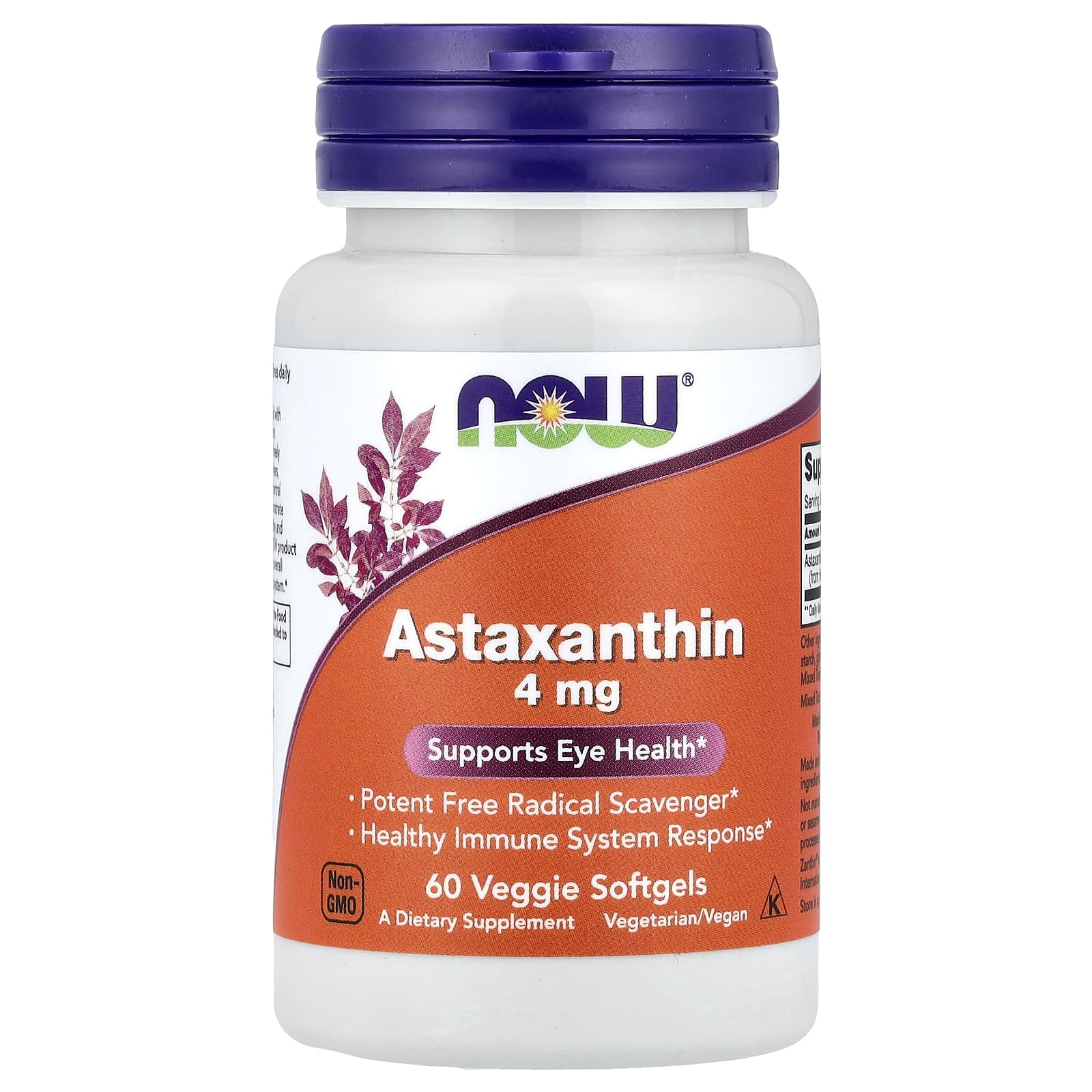 NOW Foods, Astaxantina, 4 mg, 60 Cápsulas Softgel Vegetais