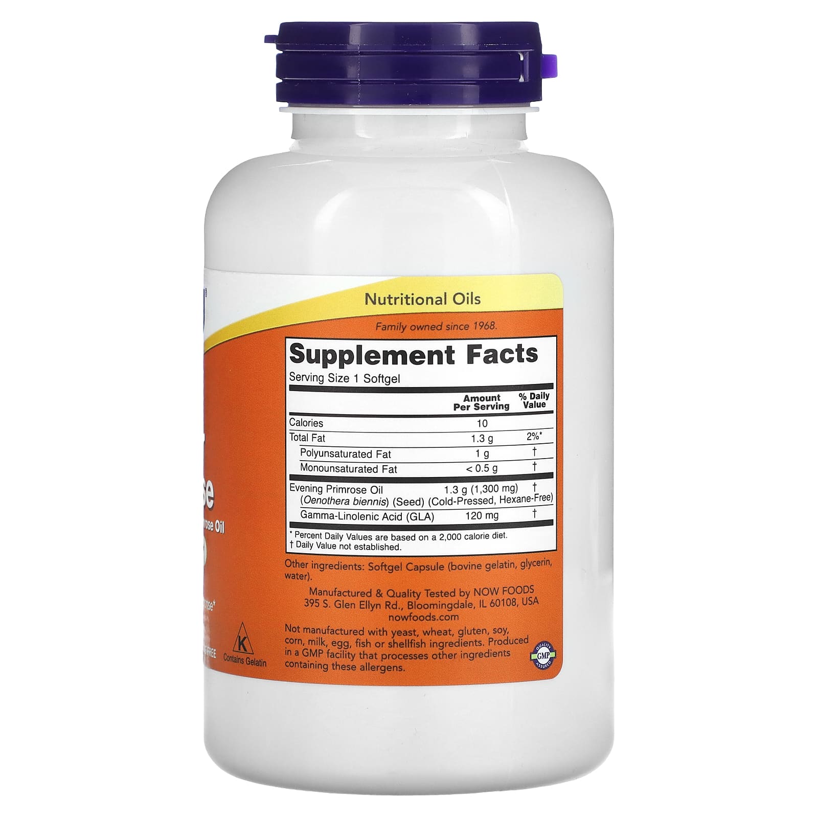 NOW Foods, Super Prímula, Óleo de Prímula, 1.300 mg, 120 Cápsulas Softgel - Imagem 2