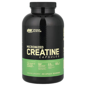 Optimum Nutrition, Cápsulas de Creatina Micronizada, 200 Cápsulas (1,25 g por Cápsula)