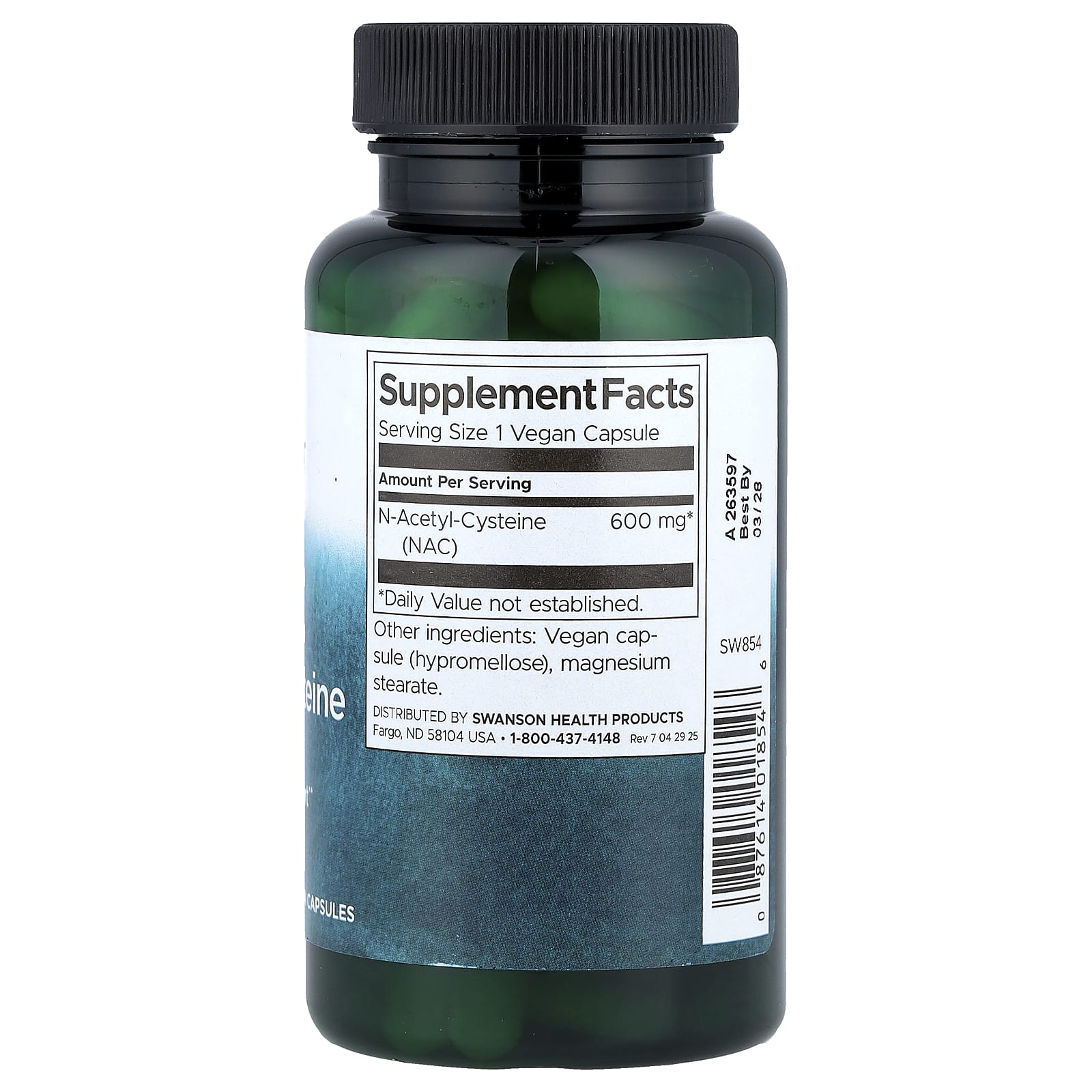 Swanson, NAC, 600 mg, 100 Cápsulas Veganas - Imagem 2