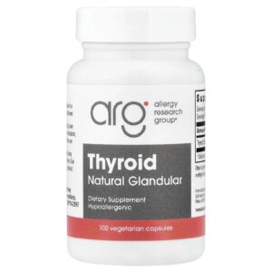 Allergy Research Group, Tiroide, Glandular e Natural, 40 mg, 100 Cápsulas Vegetarianas