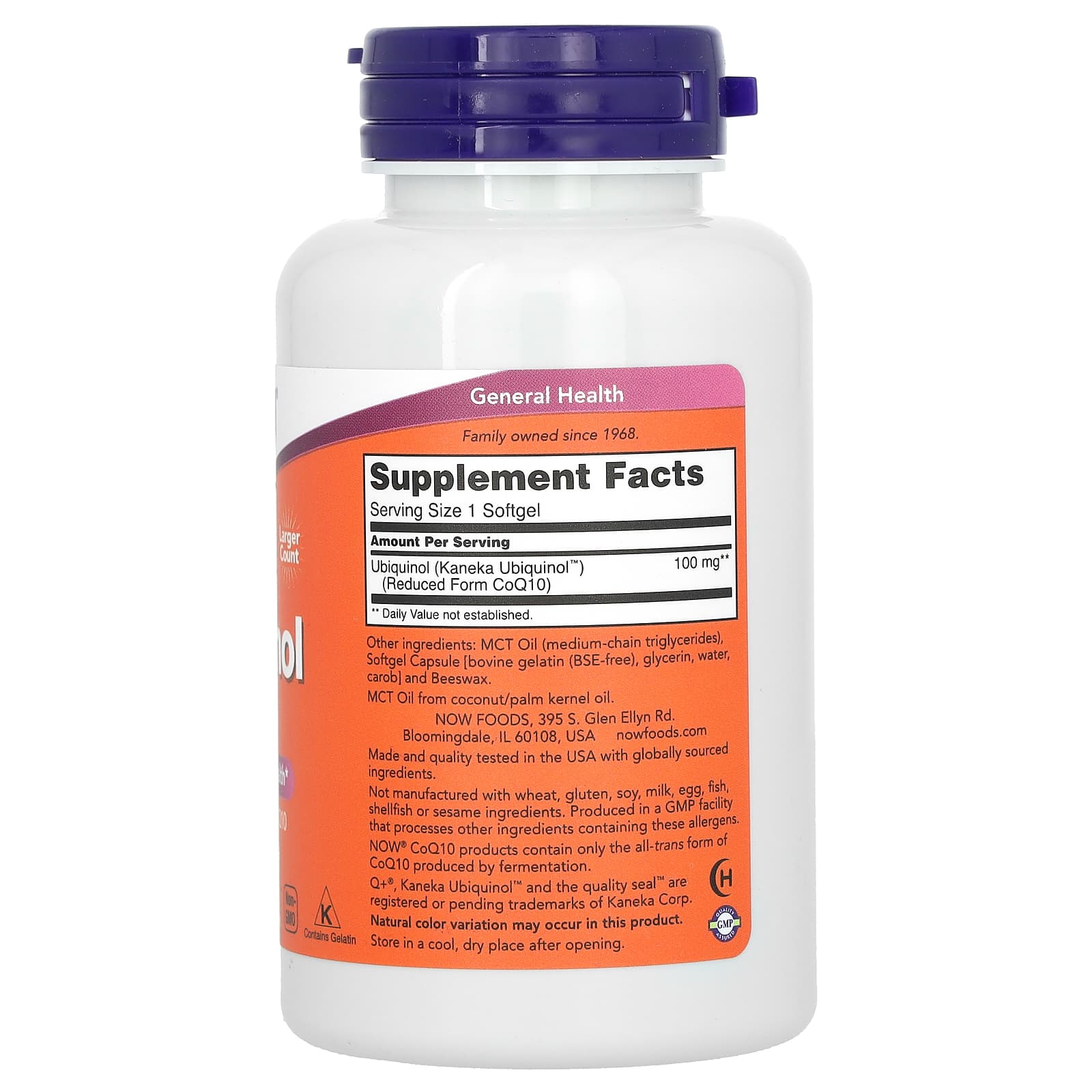 NOW Foods, Ubiquinol, 100 mg, 120 Cápsulas Softgel - Imagem 2