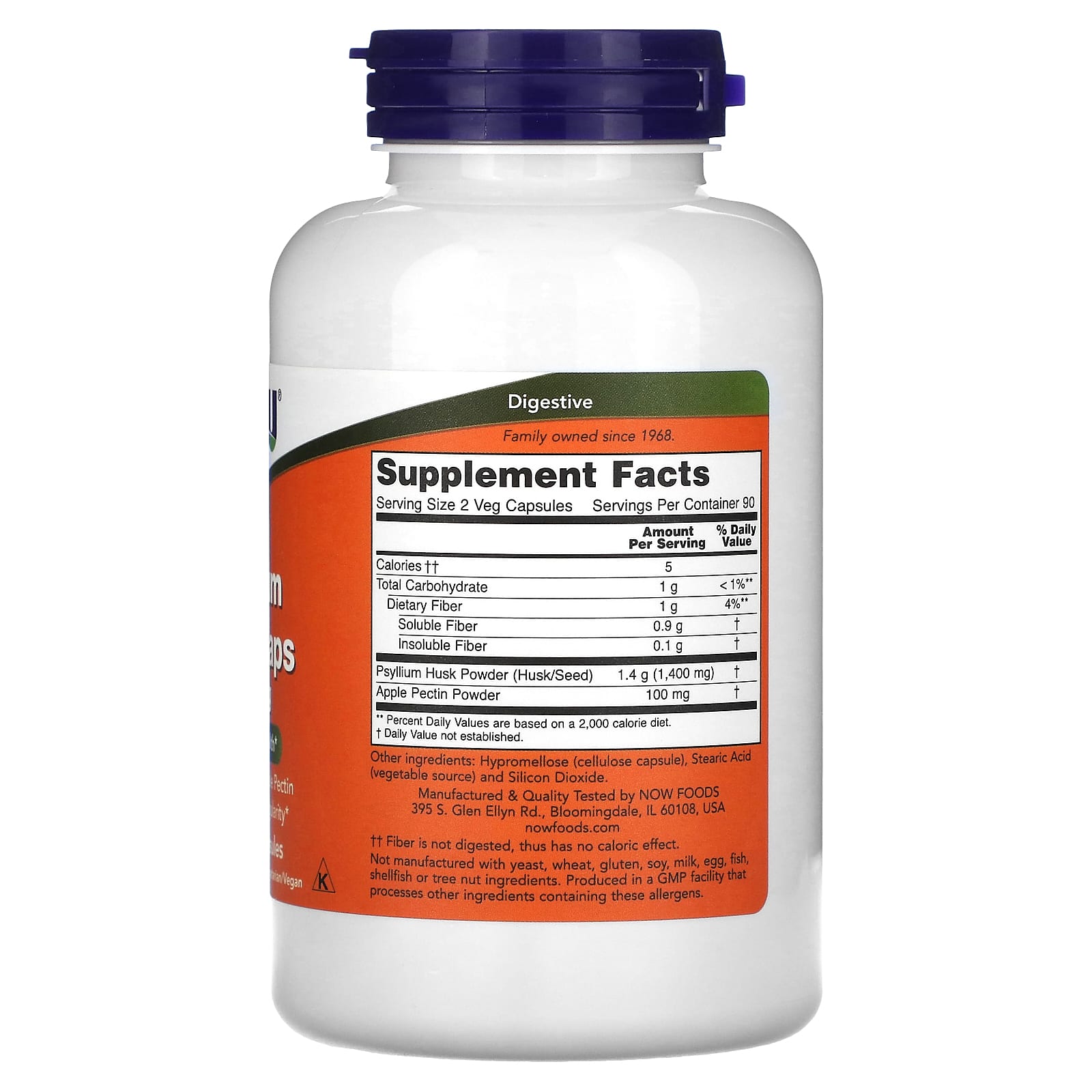 NOW Foods, Cápsulas de Casca de Psílio, 700 mg, 180 Cápsulas Vegetais - Imagem 2