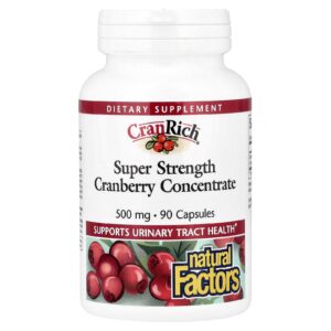 Natural Factors, CranRich®, Cranberry Concentrado, Superpotência, 500 mg, 90 Capsules