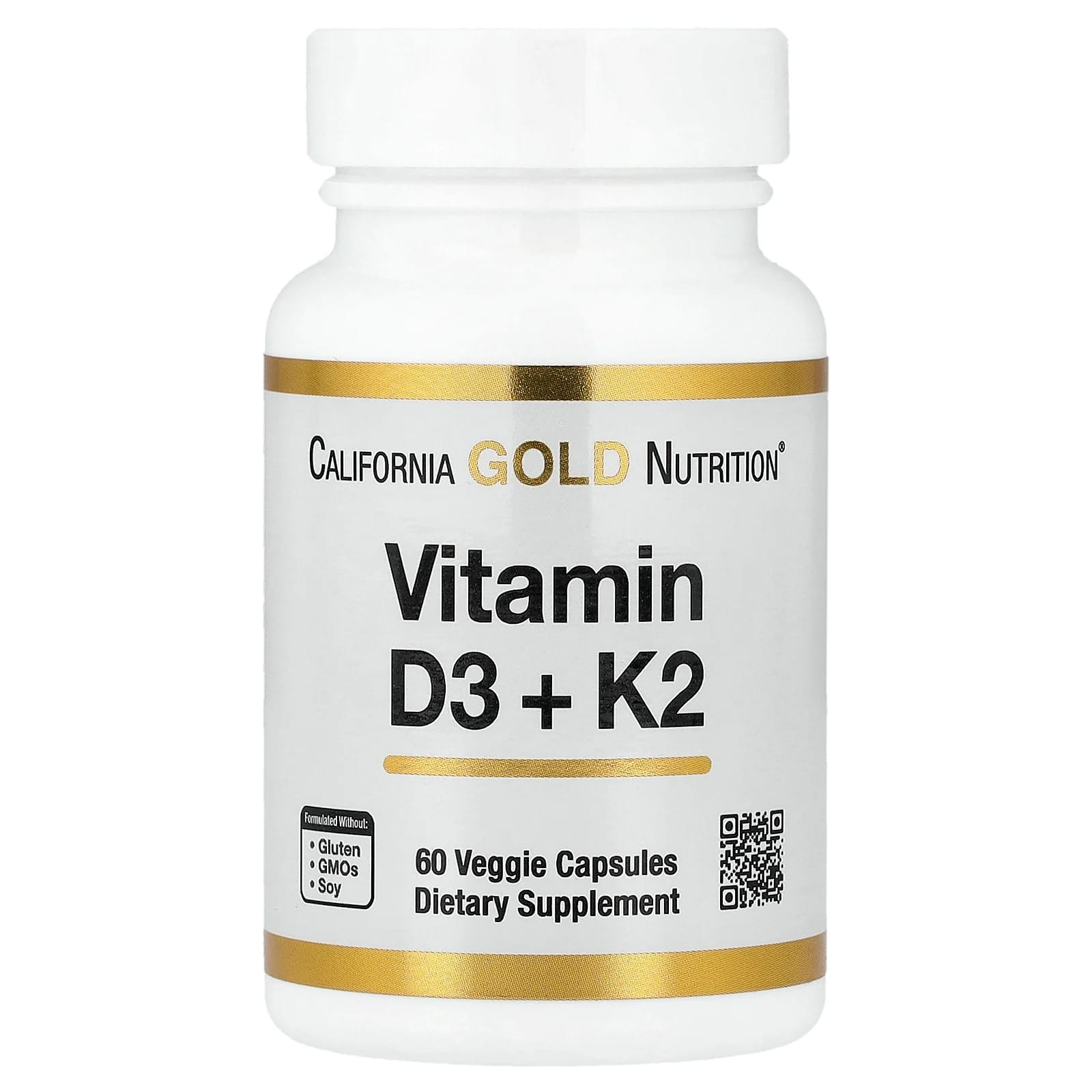 California Gold Nutrition, Vitamina D3 + K2, 60 Cápsulas Vegetais - Imagem 2