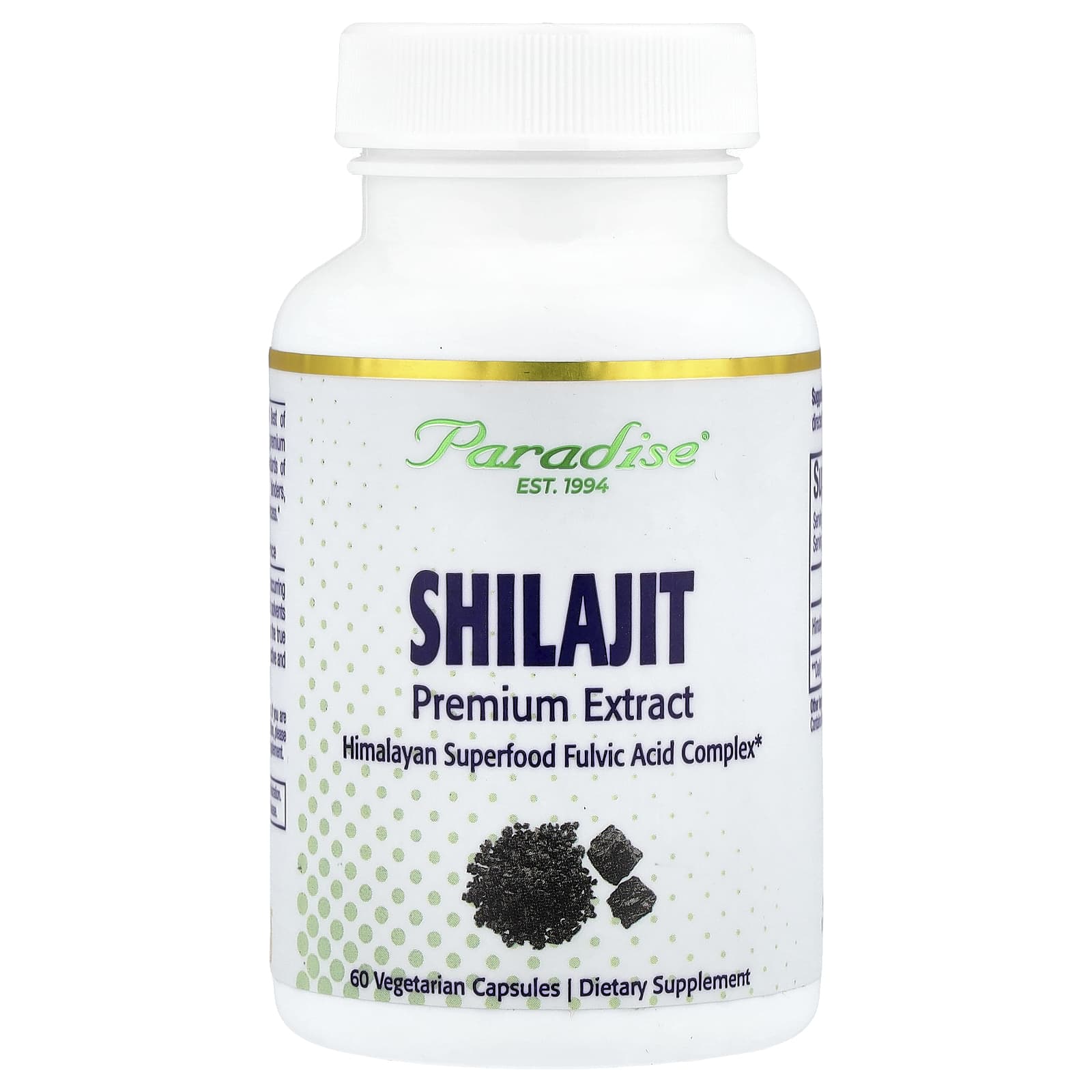 Paradise Herbs, Extrato Premium de Shilajit, 250 mg, 60 Cápsulas Vegetarianas