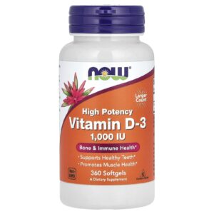 NOW Foods, Vitamina D-3, Alta Potência, 1.000 UI, 360 Cápsulas Softgel