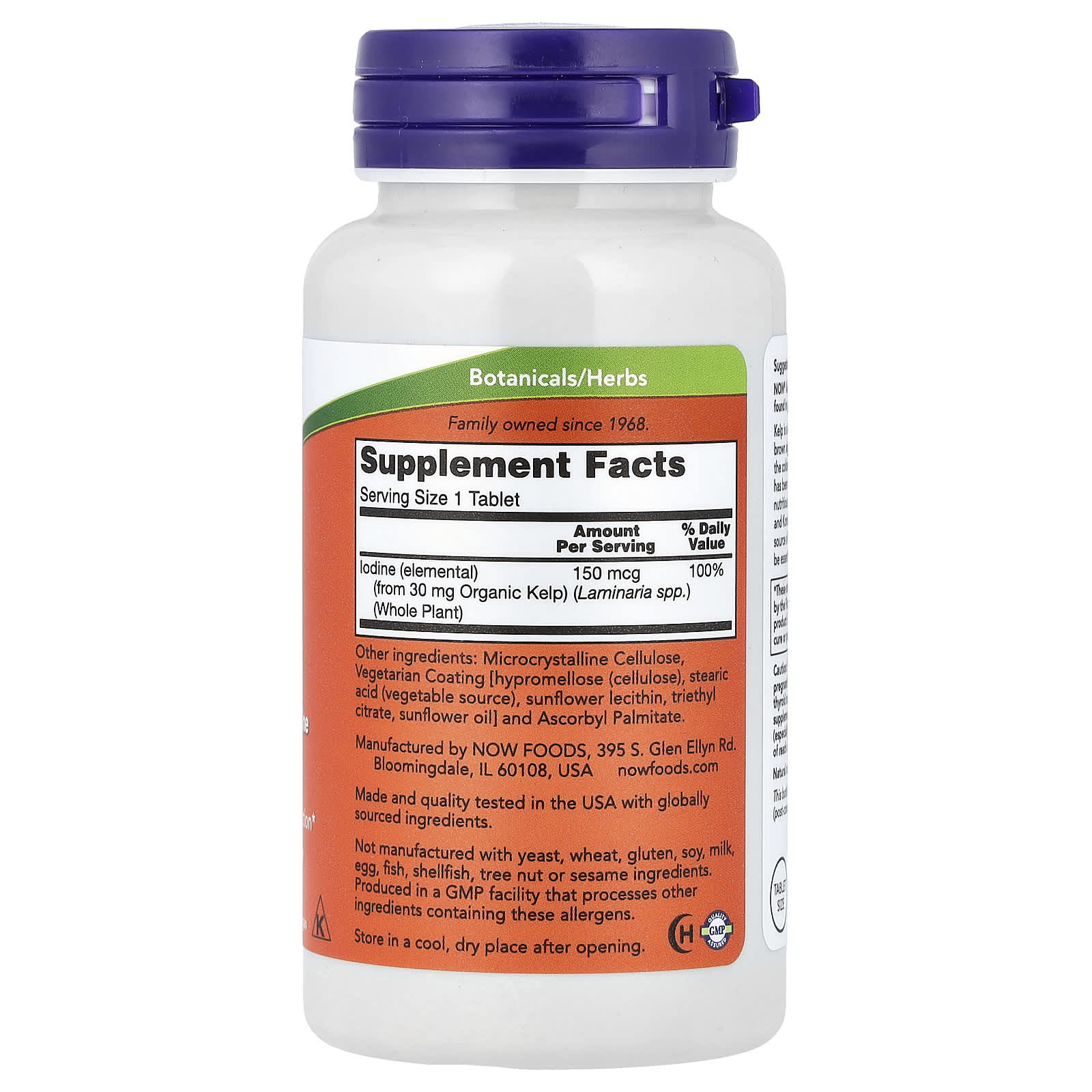 NOW Foods, Algas Marinhas, 150 mcg, 200 Comprimidos - Imagem 2
