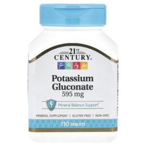 21st Century, Gluconato de Potássio, 595 mg, 110 Comprimidos