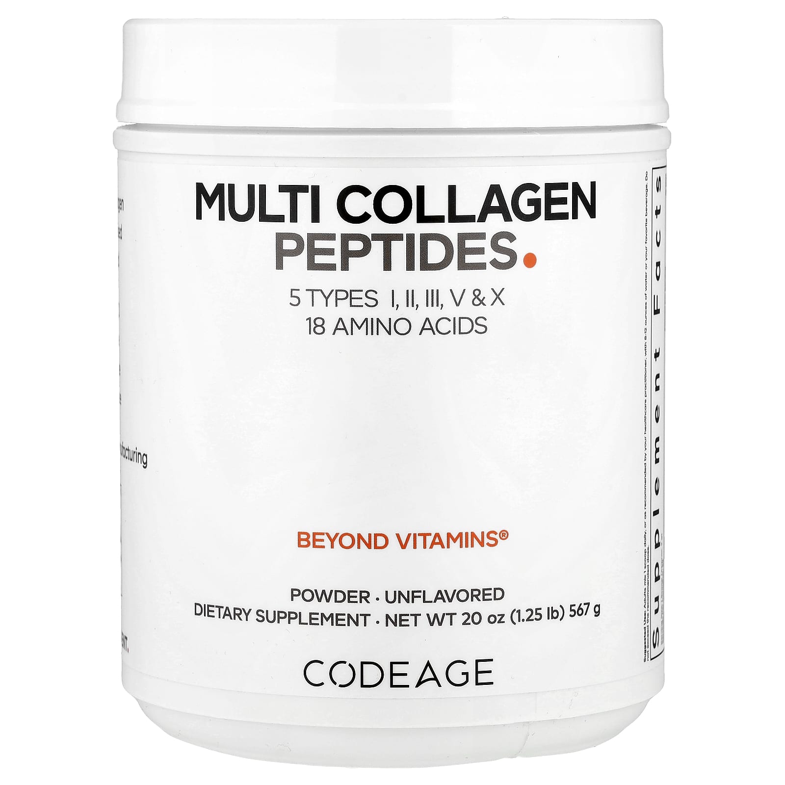 Codeage, Peptídeos de Multicolágeno em Pó, Sem Sabor, 567 g (20 oz)