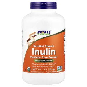 NOW Foods, Inulina Orgânica Certificada, Prebiótico em Pó, 454 g (1 lb)