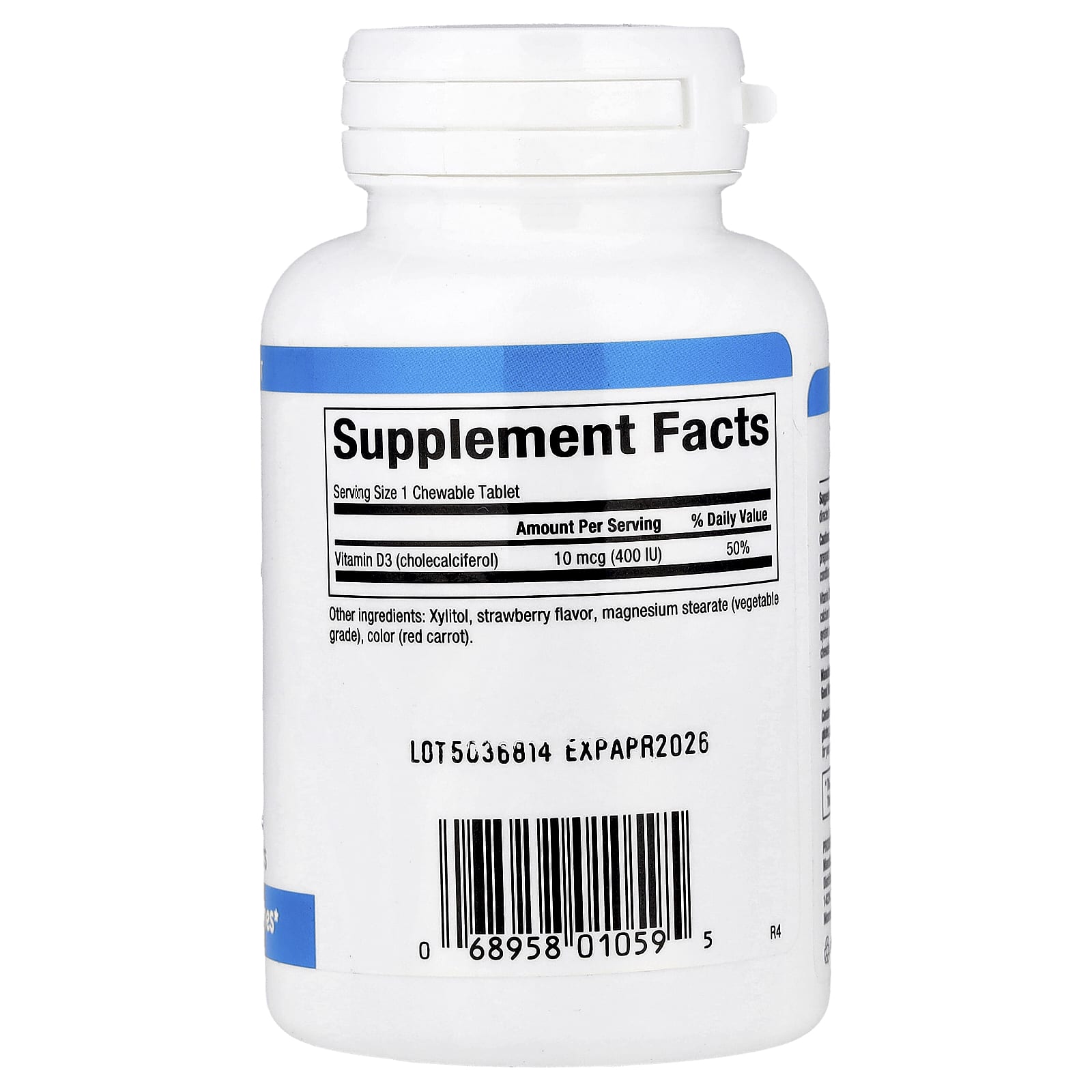 Natural Factors, Vitamina D3 para Crianças, Morango, 10 mcg (400 UI), 100 Comprimidos Mastigáveis - Imagem 2