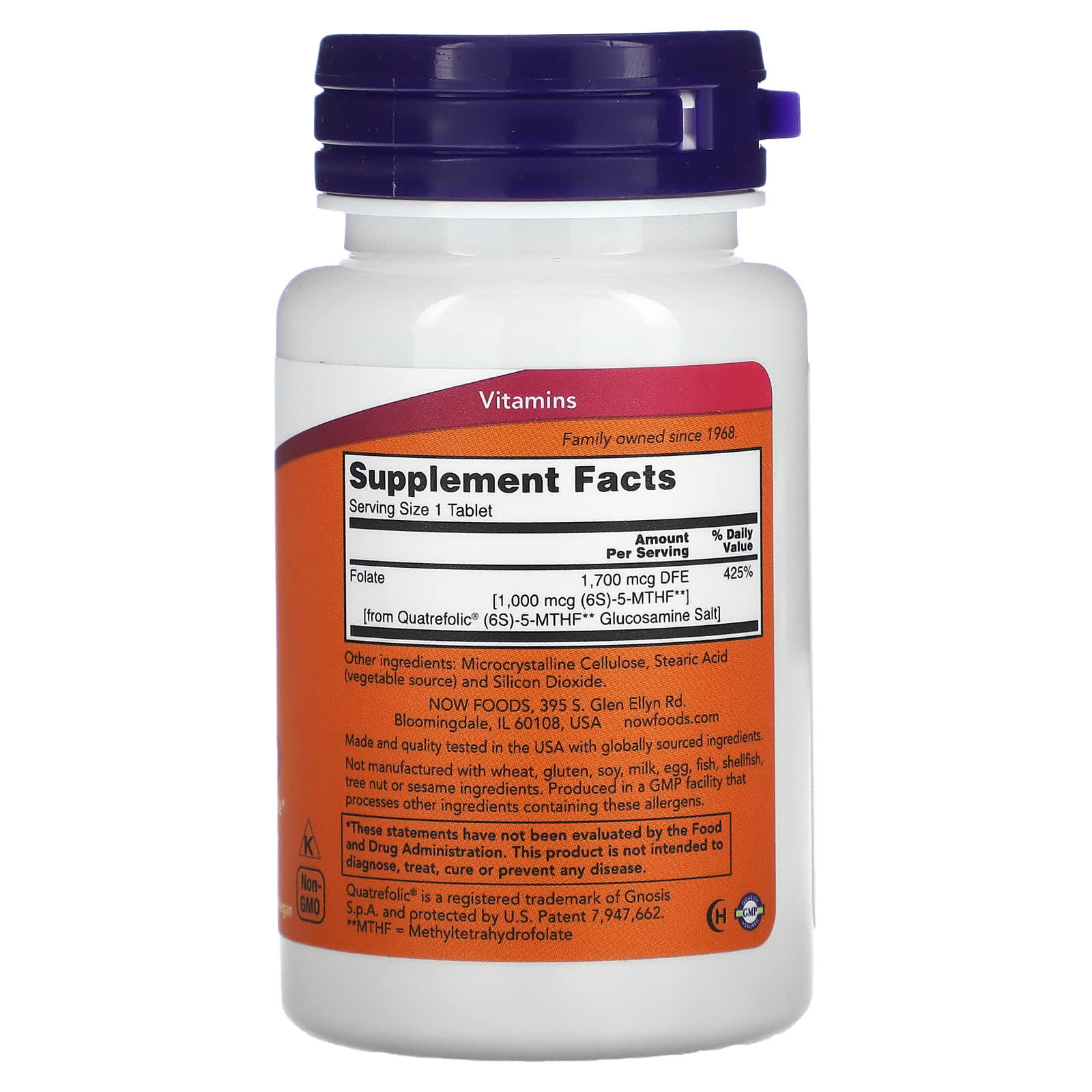 NOW Foods, Metilfolato, 1.000 mcg, 90 Comprimidos - Imagem 2