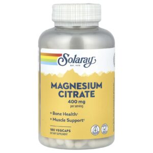 Solaray, Citrato de Magnésio, 180 VegCaps (133 mg por Cápsula)