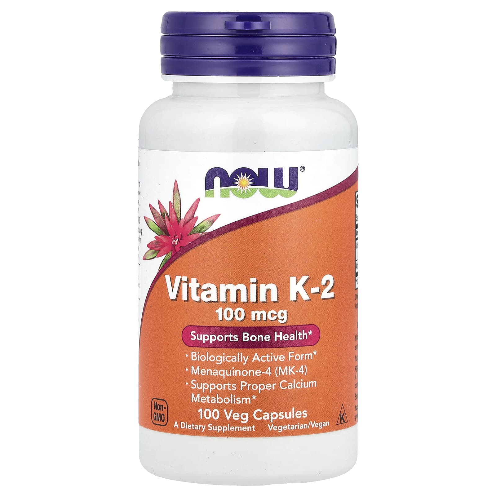NOW Foods, Vitamina K-2, 100 mcg, 100 Cápsulas Vegetais