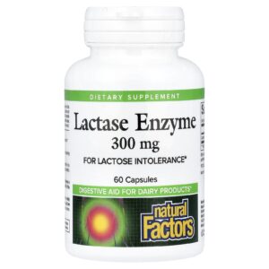 Natural Factors, Enzima Lactase, 300 mg, 60 Cápsulas